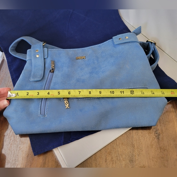 MSK Blue Adjustable Strap Purse Bag Unisex All Occasion  - Picture 9 of 16
